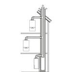 Mehrfach belegtes Überdruck-Abgassystem, konzentrisch Edelstahl im Schacht Ø 110/160, Ø 130/200, Ø 230/350 / konzentrischer Geräteanschluss (Ø 80/125) (80/125)