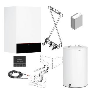 VIESSMANN Gas-Brennwert-Therme Vitodens 200-W, 19 kW, Vitocell 100-W 120 l, HMI 3,5", Aufputz, ATS