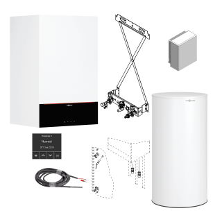 VIESSMANN Gas-Brennwert-Therme Vitodens 200-W, 25 kW, Vitocell 100-V 160 l, HMI 3,5", Aufputz, ATS