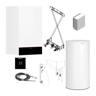 VIESSMANN Gas-Brennwert-Therme Vitodens 100-W, 19 kW, Vitocell 100-V 160 l, Regelung, Aufputz, ATS